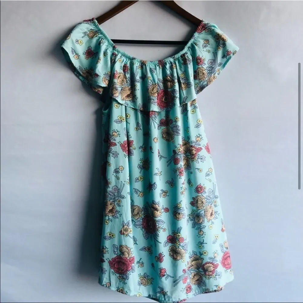 Gap Floral Aqua Blue Dress